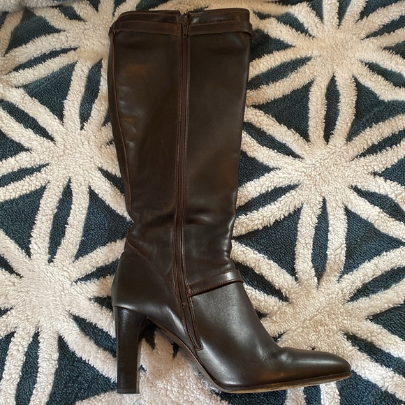 J. Crew Brown Leather Side Zipper 4" Heel Boots sz: 10 M / Made in ITALY - Picture 5 of 11